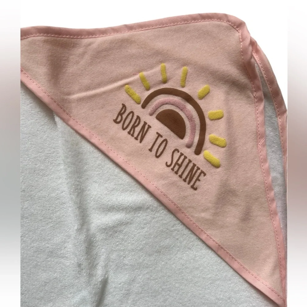 Pink and White Hooded Baby Terry Towels